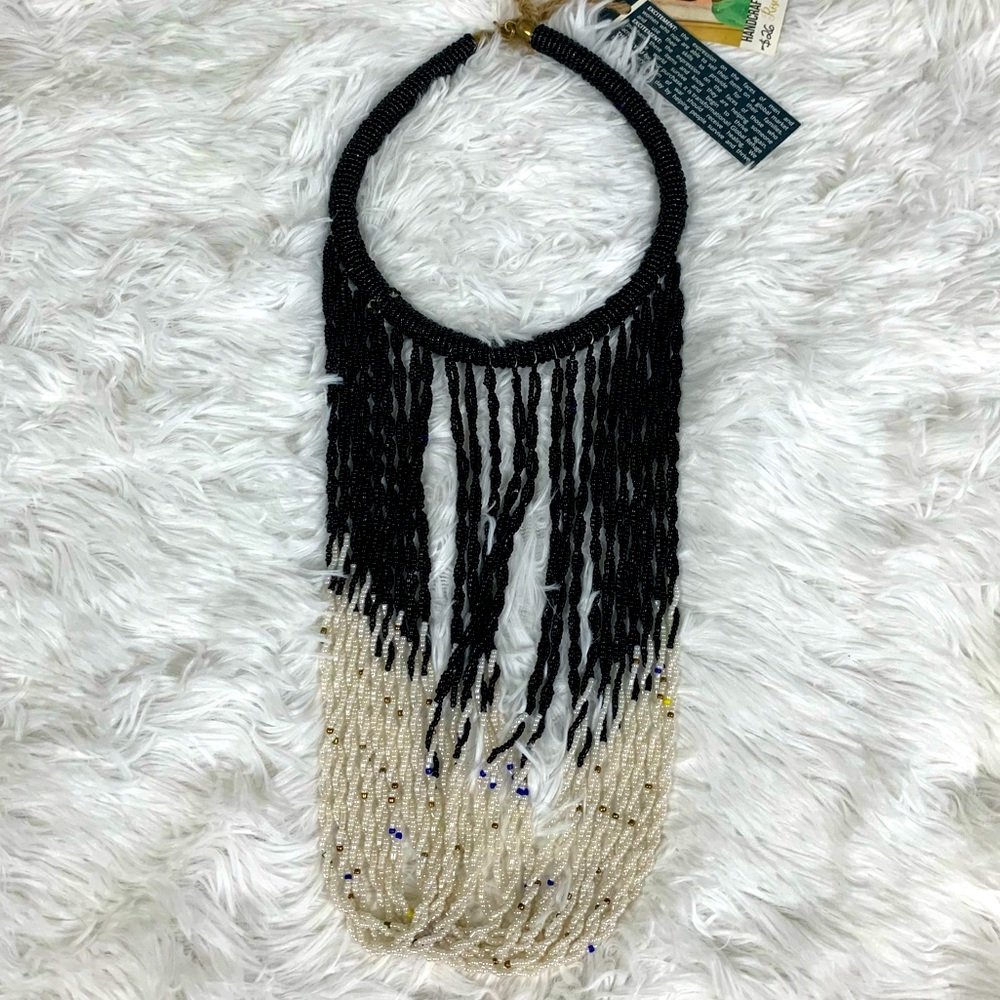 African Statement Beaded Collar Necklace, made by hand